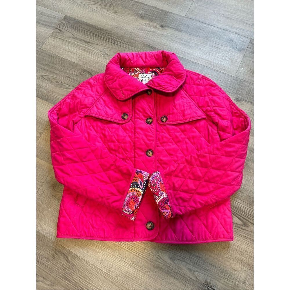 Vintage Lilly Pulitzer Women’s Small Quilted Pink Embroidered Button Up Jacket